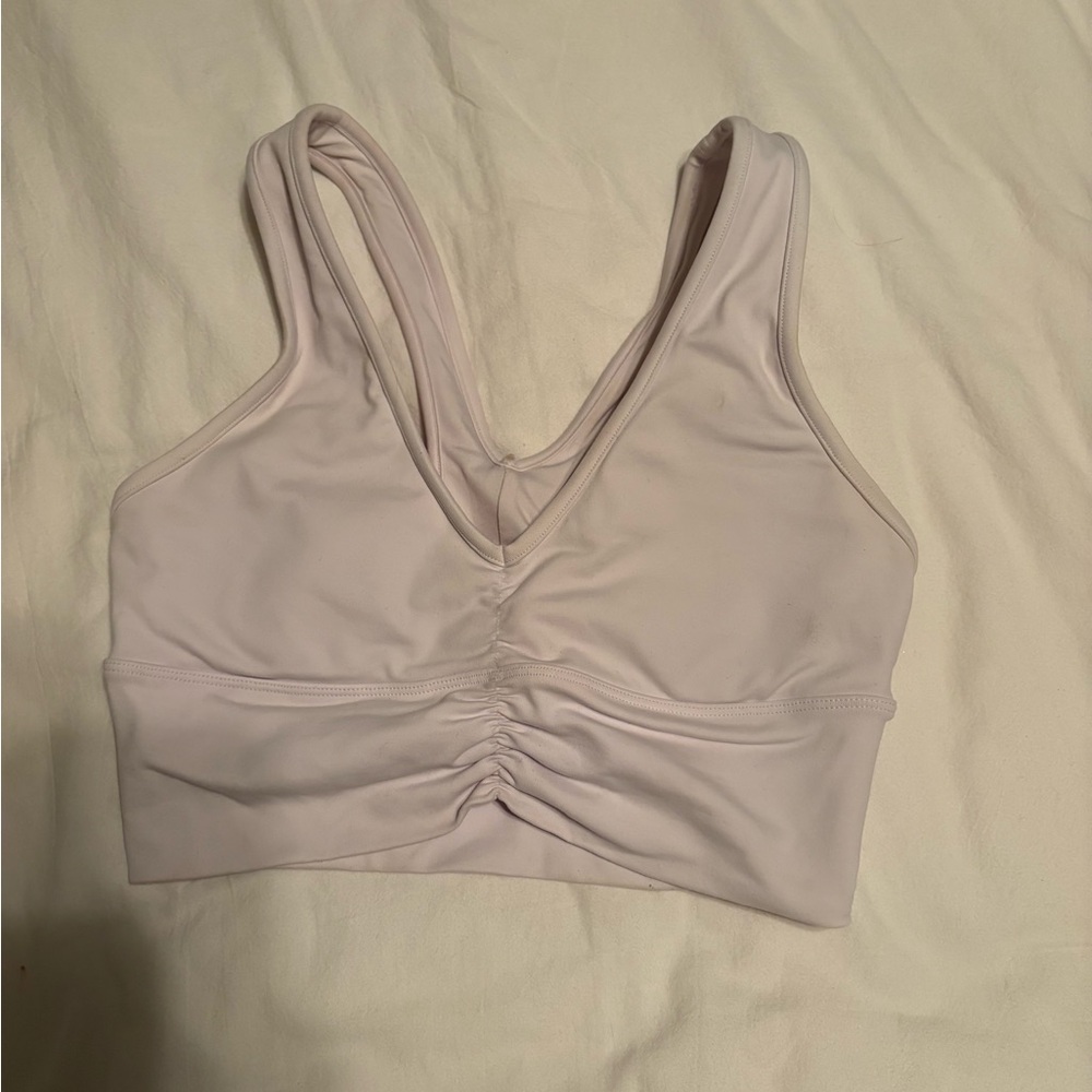 Alo White Ruched Sports Bra